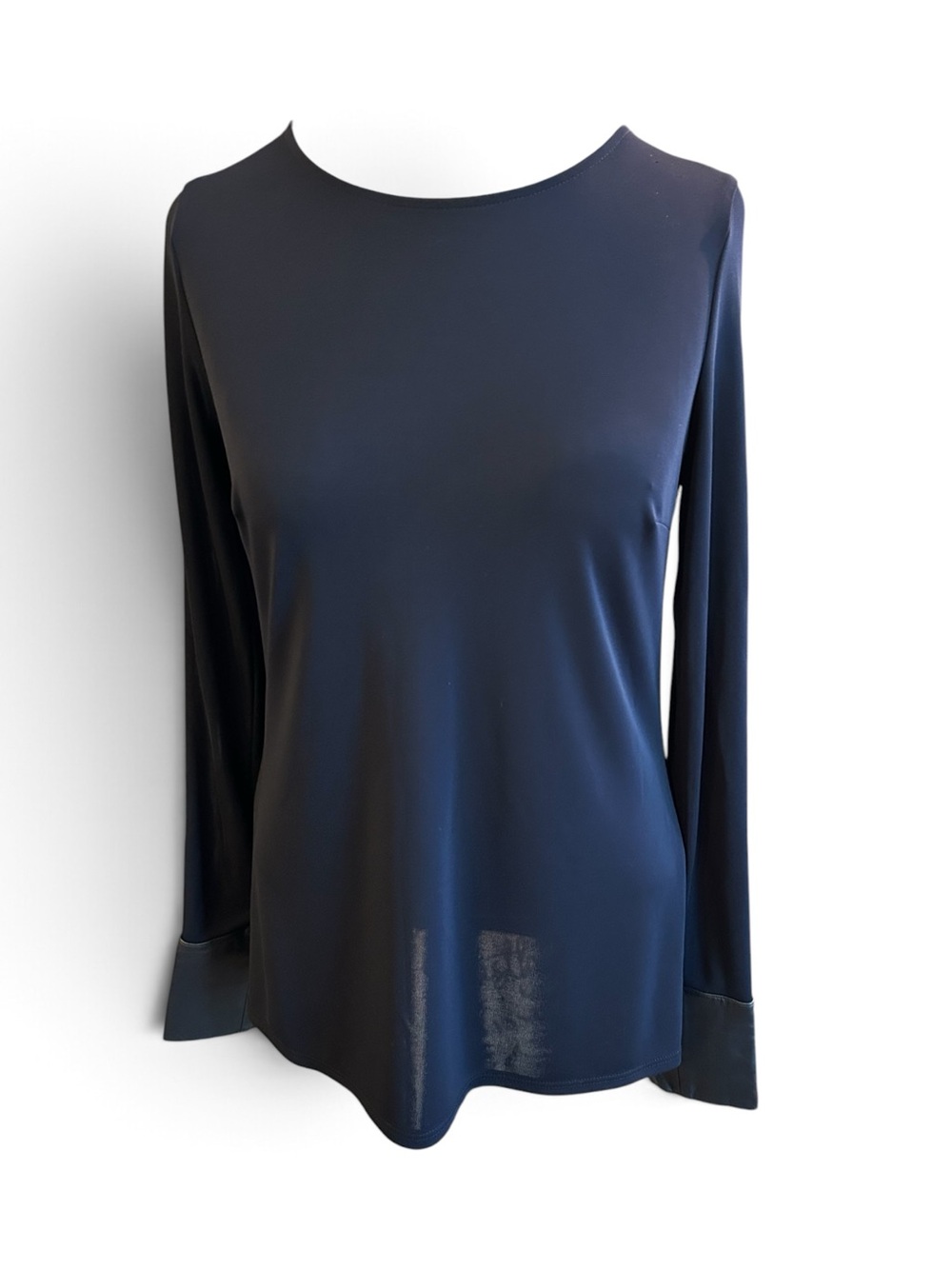 Jil Sander Vintage  Navy Long-Sleeve Boatneck Top Leather Cuff Open Sleeve M